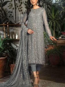 Heavy Embroidered Chiffon Purple Suit With Embroidered Chiffon Dupatta (Unstitched) (Code:182592)
