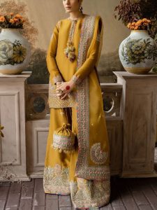Organza Handwork Embroidered Wedding Dress with Embroidered Organza Dupatta (UnStitched) (Code:182575)