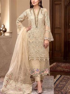 Luxury Heavy Embroidered Organza Wedding Dress with NET Embroidered Dupatta (Unstitched) (Code:182583)