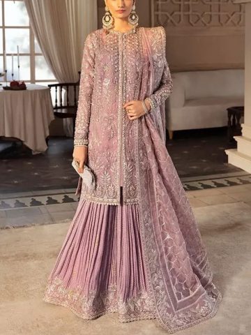 ORGANZA Heavy Hand Work Embroidered Wedding Dress With Organza Heavy Embroidered Dupatta With Inner (Unstitched) (Code:182783)