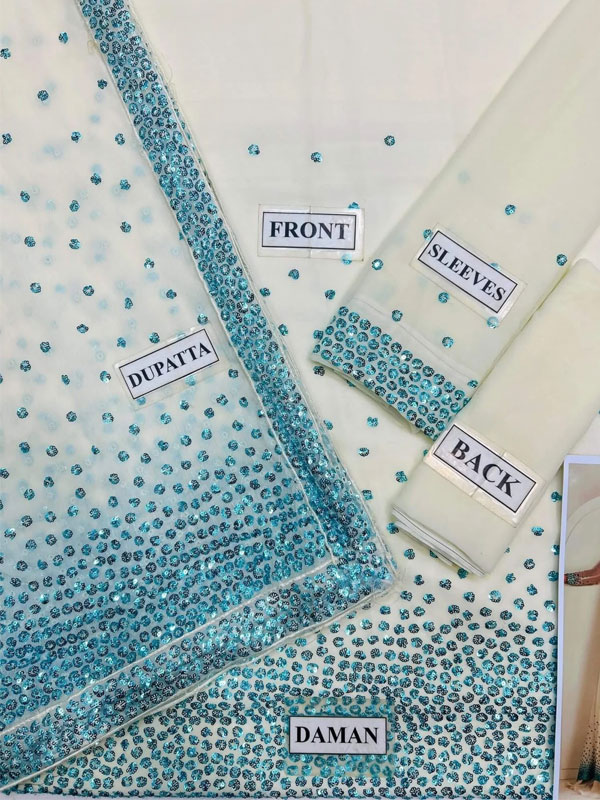 JAZMIN Heavy Embroidered Chiffon Dress With Embroidered Chiffon Dupatta (Unstitched) (Code:183114) - Image 2