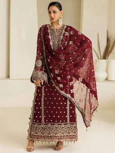 ALIZEH Chiffon Heavy Embroidered Dress With Chiffon Embroidered Dupatta (Unstitched) (Code:183057)