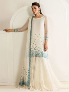 JAZMIN Heavy Embroidered Chiffon Dress With Embroidered Chiffon Dupatta (Unstitched) (Code:183114)