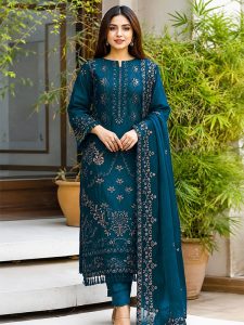 Luxury Cotton Lawn Embroidery Dress Chiffon Embroidery Dupatta (Unstitched) (Code:182953)