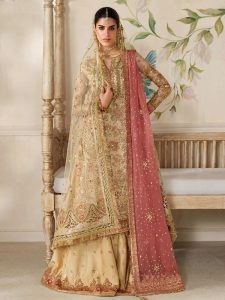 BAROQUE Premium Quality Handwork Embroidered Chiffon Bridal Wear Dress (Unstitched) (Code:183003)