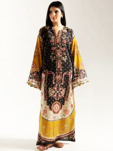 Digital Printed Long Shirt Ethnc Kaftan Viscous Slub (Unstitched) (Code:183194)