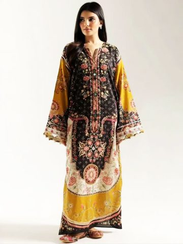 Digital Printed Long Shirt Ethnc Kaftan Viscous Slub (Unstitched) (Code:183194)