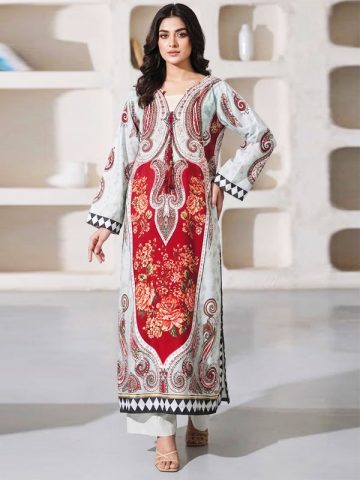 Ethnc Kaftan Long Shirt for Women Viscose Slub Digital Printed (Unstitched) (Code:183202)