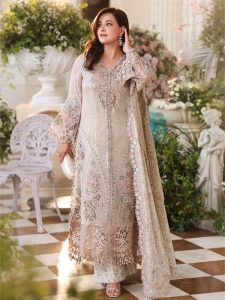 Maria B Unstitched Luxury Chiffon Embroidered Wedding Dress (Code:183356)