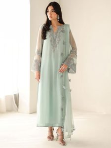 Luxury Chiffon Heavy Embroidered Dress With 4-Sided Embroidered Chiffon Dupatta (Unstitched) (Code:183440)