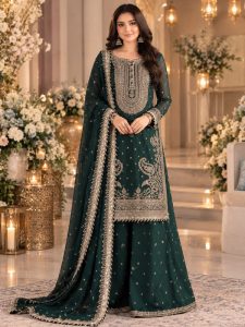 SEO High-Ranking Product Title:  Chiffon Heavy Embroidered Dress with Embroidered Chiffon Dupatta | Luxury Party Wear & Wedding Dress (Code:183698)
