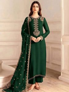 Elegant Chiffon Embroidered Dress With Chiffon Embroidered Dupatta (Unstitched) (Code:183561)