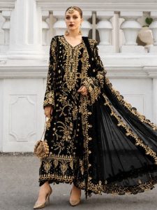 Maria B Unstitched Luxury Chiffon Dress 2026 | Heavy Embroidered Party Wear Suit with Chiffon Embroidered Dupatta (Code:183684)